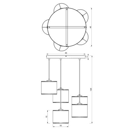 Pakabinamas sietynas LOFT SHADE 5xE27/60W/230V juodas