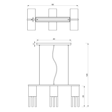 Pakabinamas sietynas MALM 3xE27/60W/230V