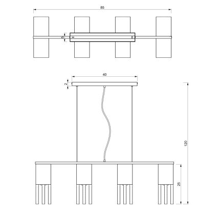 Pakabinamas sietynas MALM 4xE27/60W/230V