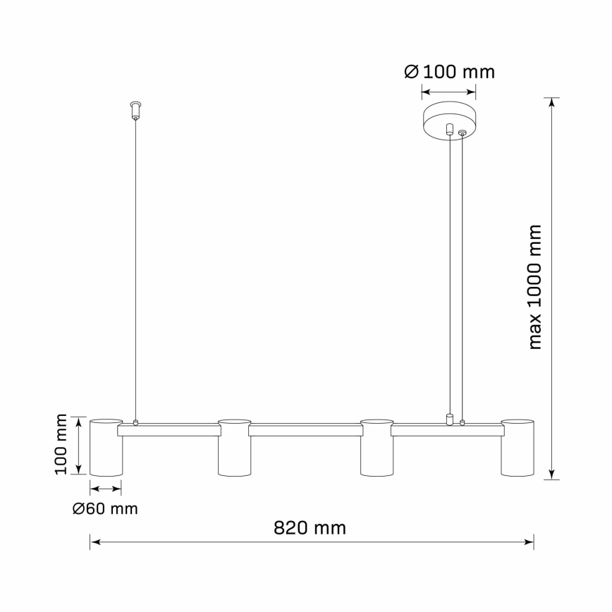Pakabinamas sietynas MARIBEL 4xGU10/10W/230V juoda