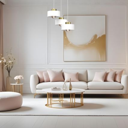 Pakabinamas sietynas MARTI 3xE27/15W/230V balta/auksas