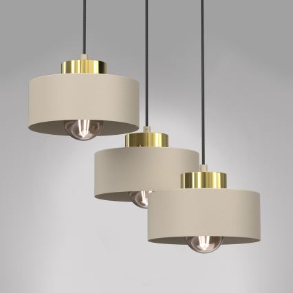 Pakabinamas sietynas MARTI 3xE27/15W/230V smėlio spalva/auksas