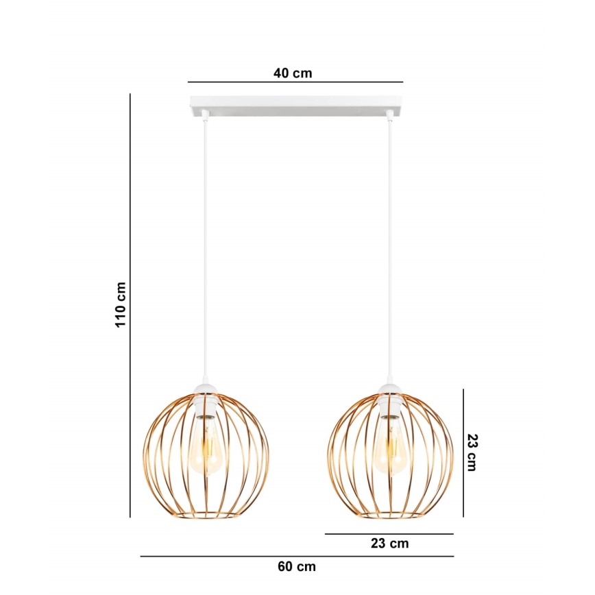 Pakabinamas sietynas MATT 2xE27/60W/230V baltas/varis