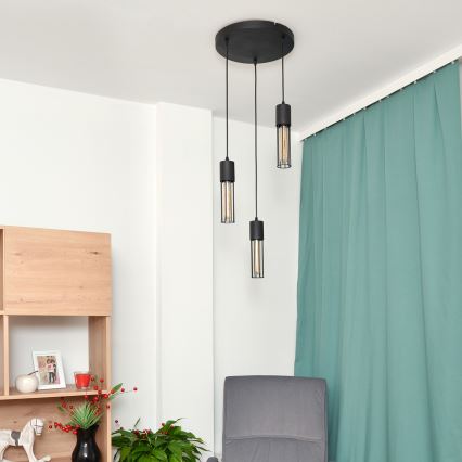 Pakabinamas sietynas MELODY 3xE27/15W/230V juoda