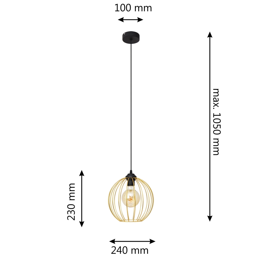 Pakabinamas sietynas MERCURE 1xE27/15W/230V auksas/juoda
