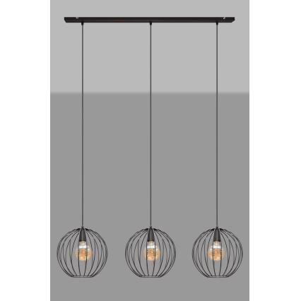 Pakabinamas sietynas MERCURE 3xE27/15W/230V juodas