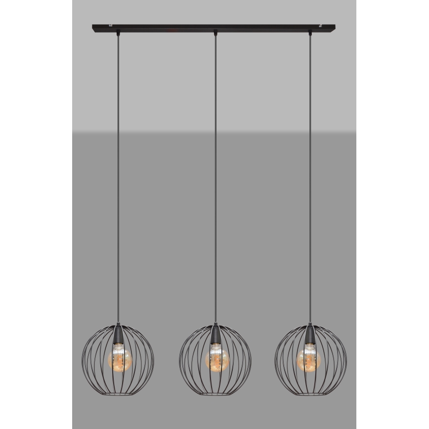 Pakabinamas sietynas MERCURE 3xE27/15W/230V juodas