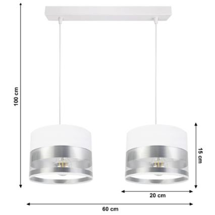 Pakabinamas sietynas MILO 2xE27/60W/230V sidabras