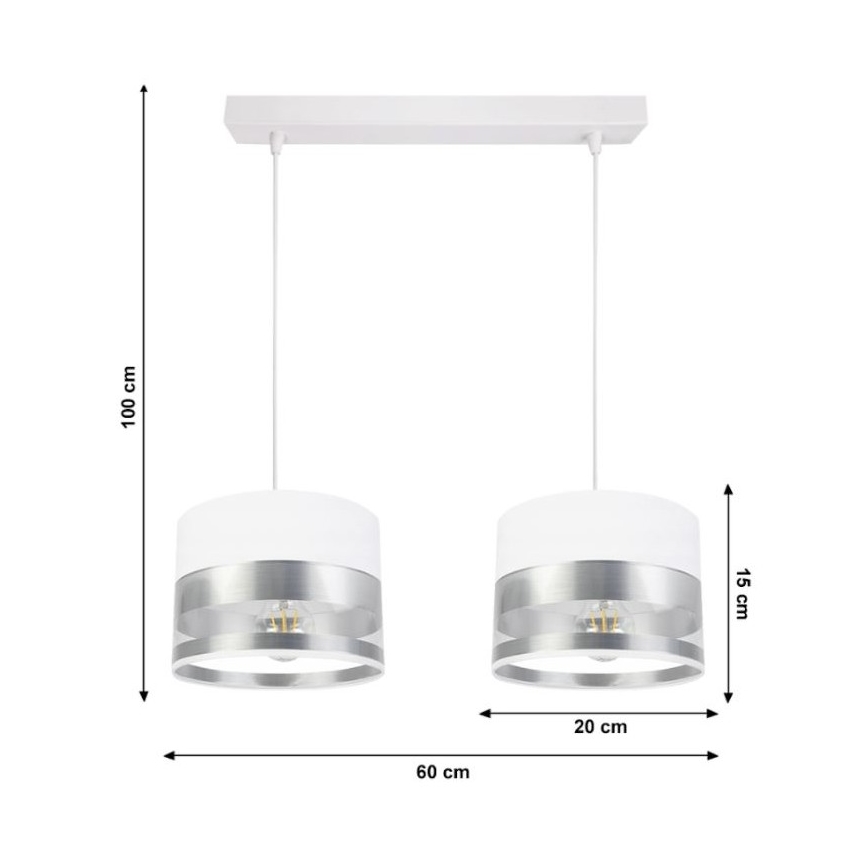 Pakabinamas sietynas MILO 2xE27/60W/230V sidabras