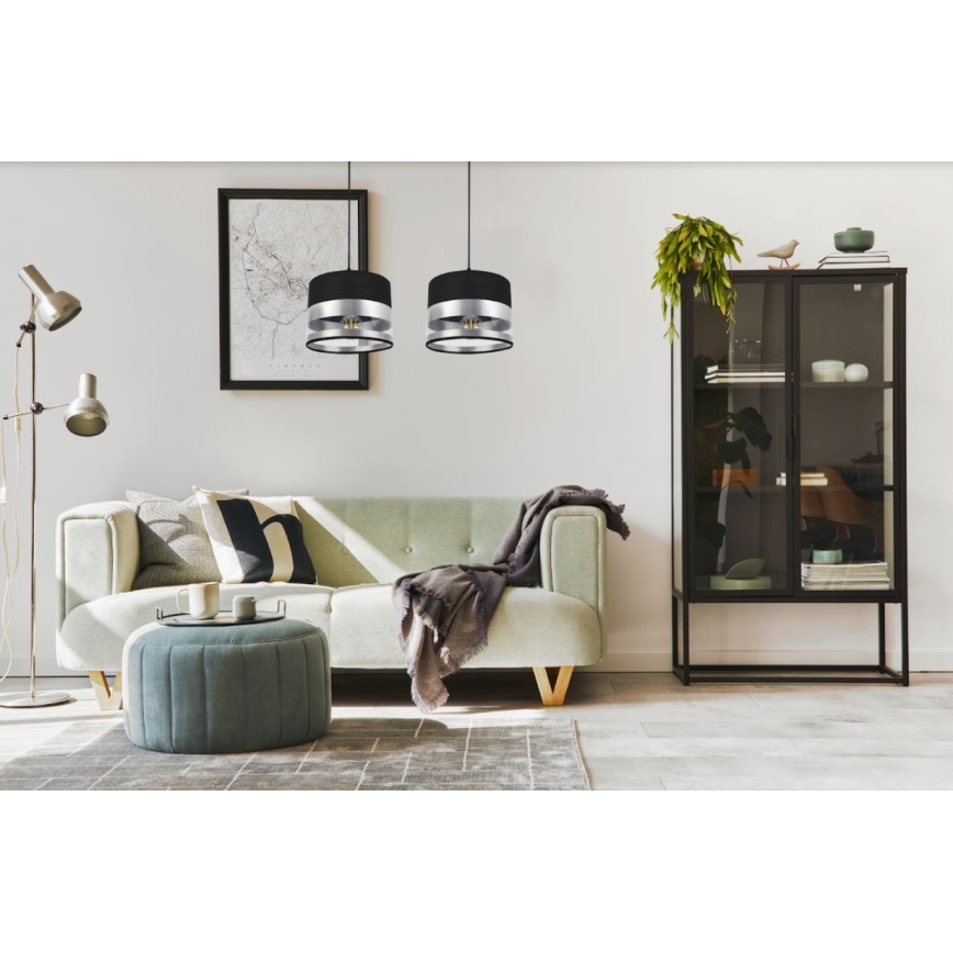 Pakabinamas sietynas MILO 2xE27/60W/230V sidabras/juodas