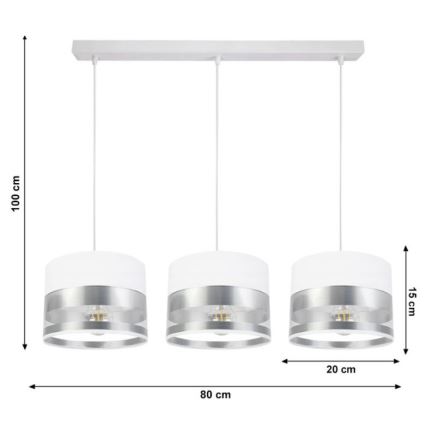 Pakabinamas sietynas MILO 3xE27/60W/230V sidabras