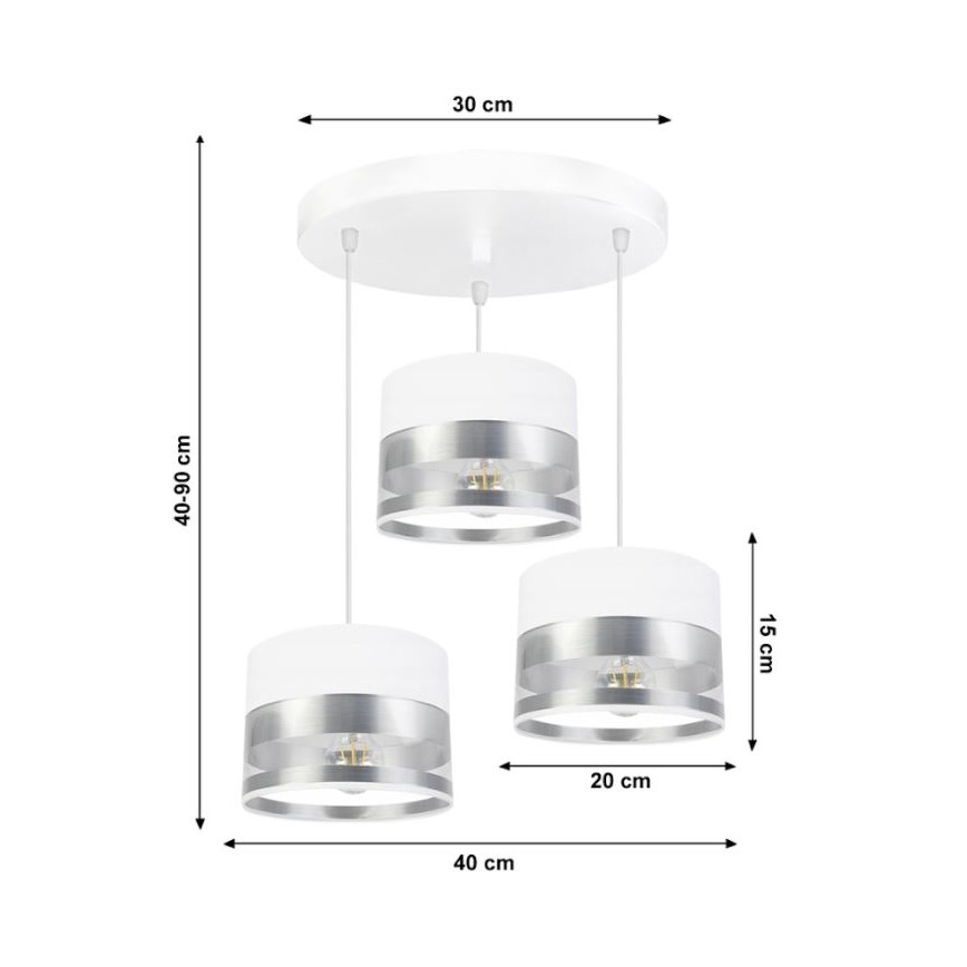 Pakabinamas sietynas MILO 3xE27/60W/230V sidabras