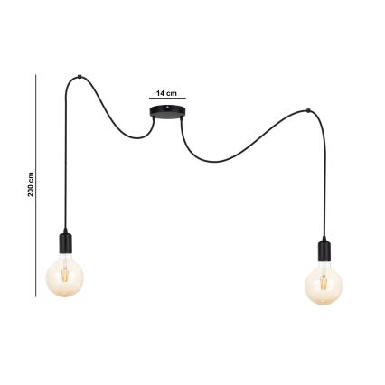 Pakabinamas sietynas MIROS 2xE27/60W/230V voras juoda