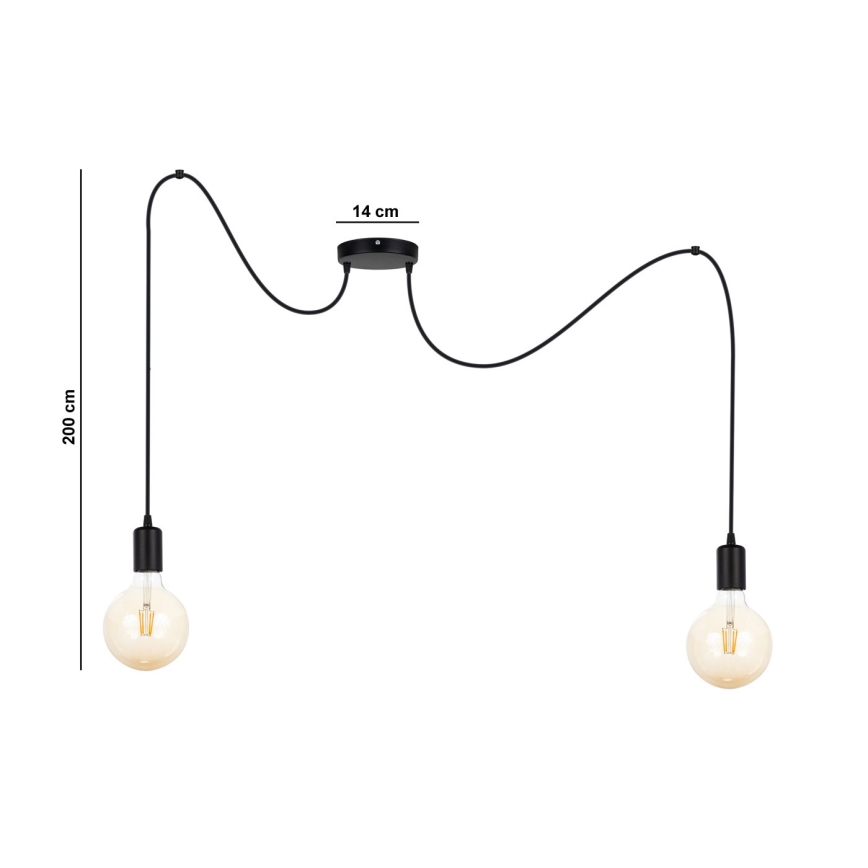 Pakabinamas sietynas MIROS 2xE27/60W/230V voras juoda