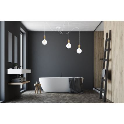 Pakabinamas sietynas MIROS 3xE27/60W/230V voras balta/auksas
