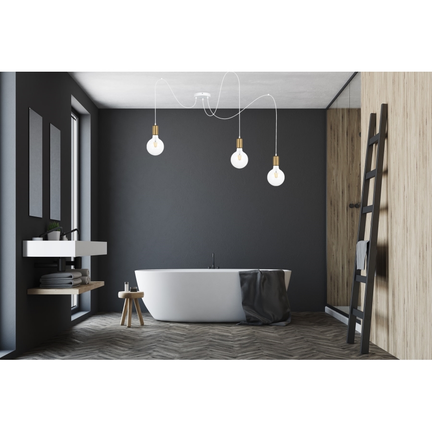 Pakabinamas sietynas MIROS 3xE27/60W/230V voras balta/auksas