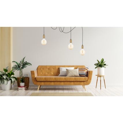 Pakabinamas sietynas MIROS 3xE27/60W/230V voras juoda/auksas