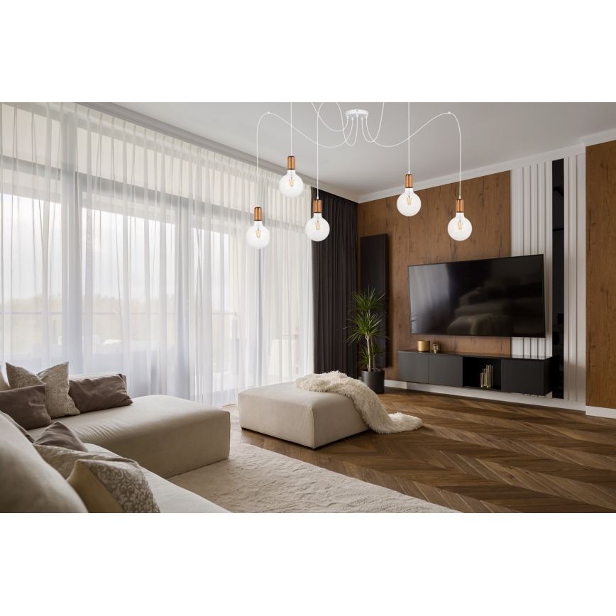Pakabinamas sietynas MIROS 5xE27/60W/230V voras balta/varis
