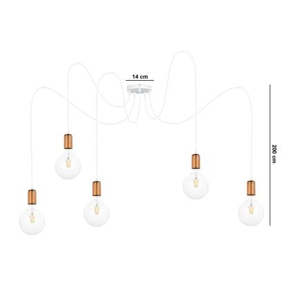 Pakabinamas sietynas MIROS 5xE27/60W/230V voras balta/varis