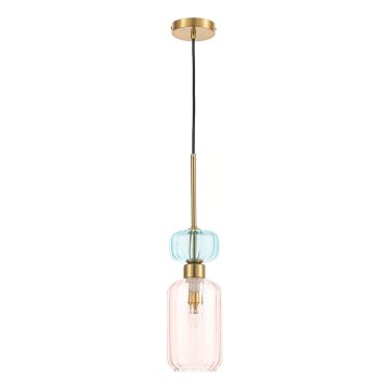Pakabinamas sietynas MOLLY 1xE14/40W/230V diametras 12 cm auksas/rausva/mėlyna