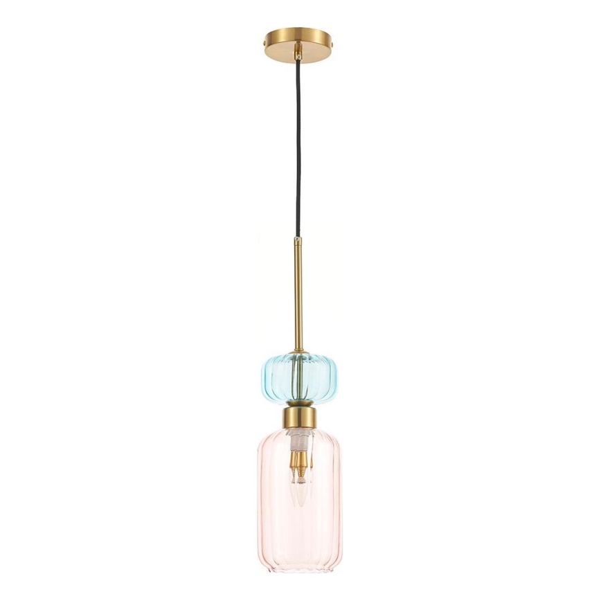 Pakabinamas sietynas MOLLY 1xE14/40W/230V diametras 12 cm auksas/rausva/mėlyna
