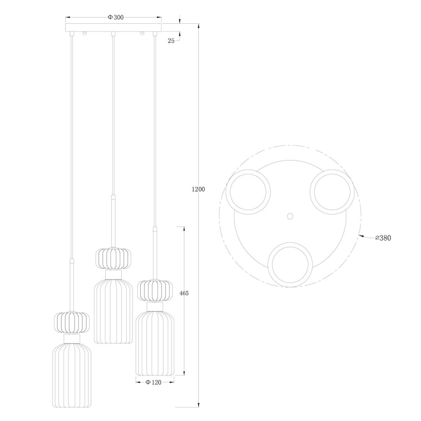 Pakabinamas sietynas MOLLY 3xE14/40W/230V diametras 38 cm spalvingas