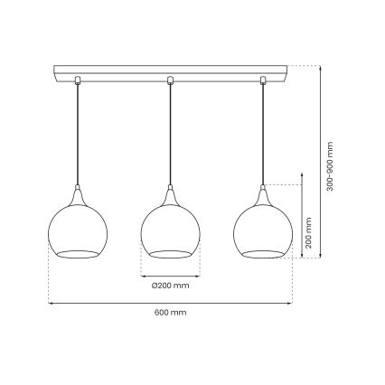 Pakabinamas sietynas MONTE 3xE27/60W/230V d. 20 cm matinis chromas