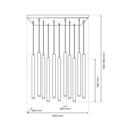 Pakabinamas sietynas MONZA 11xG9/8W/230V juodas/aukso