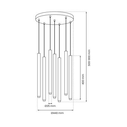 Pakabinamas sietynas MONZA 7xG9/8W/230V juodas/aukso