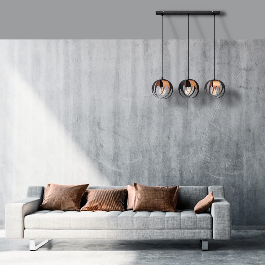 Pakabinamas sietynas MOONLIGHT 3xE27/15W/230V juodas/varis