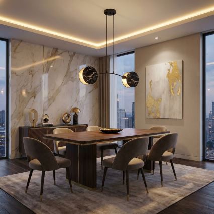 Pakabinamas sietynas MOTIF 2xE27/15W/230V juoda/auksas