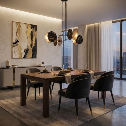 Pakabinamas sietynas MOTIF 4xE27/15W/230V juoda/auksas