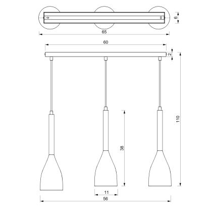 Pakabinamas sietynas MUZA 3xE27/60W/230V
