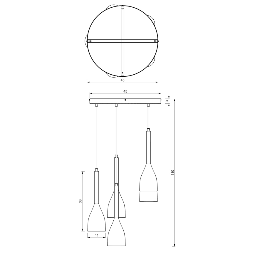 Pakabinamas sietynas MUZA 5xE27/15W/230V juoda/ruda/varis/bukas