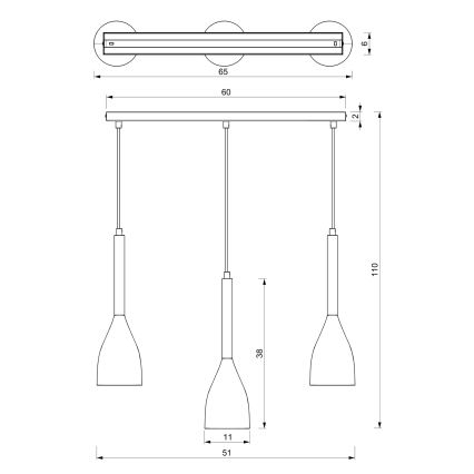 Pakabinamas sietynas MUZA NEW 3xE27/60W/230V baltas
