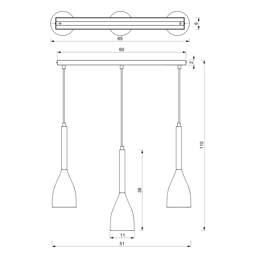 Pakabinamas sietynas MUZA NEW 3xE27/60W/230V baltas