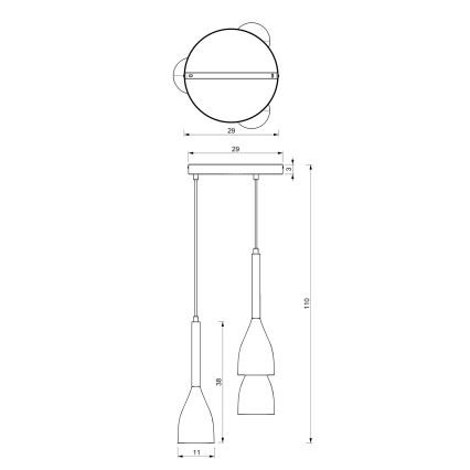 Pakabinamas sietynas MUZA NEW 3xE27/60W/230V bukas/balta