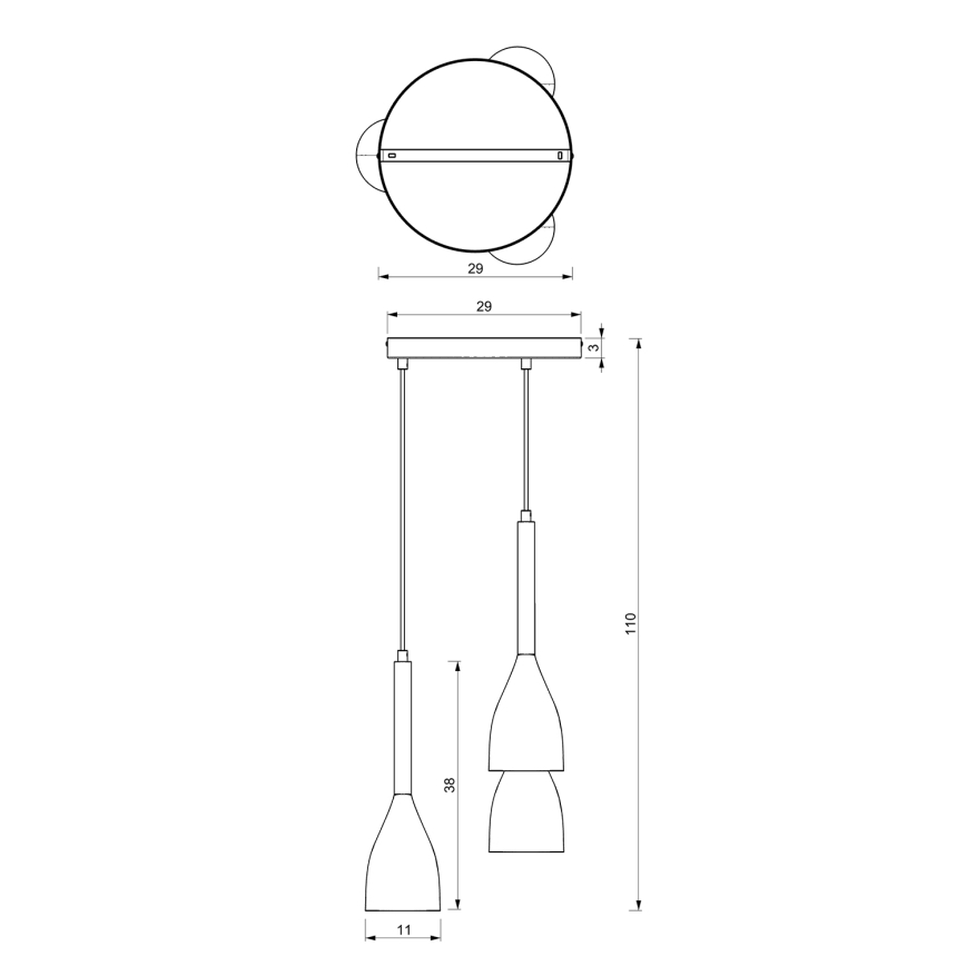 Pakabinamas sietynas MUZA NEW 3xE27/60W/230V bukas/balta