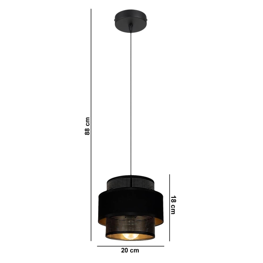 Pakabinamas sietynas NESS 1xE27/60W/230V juodas