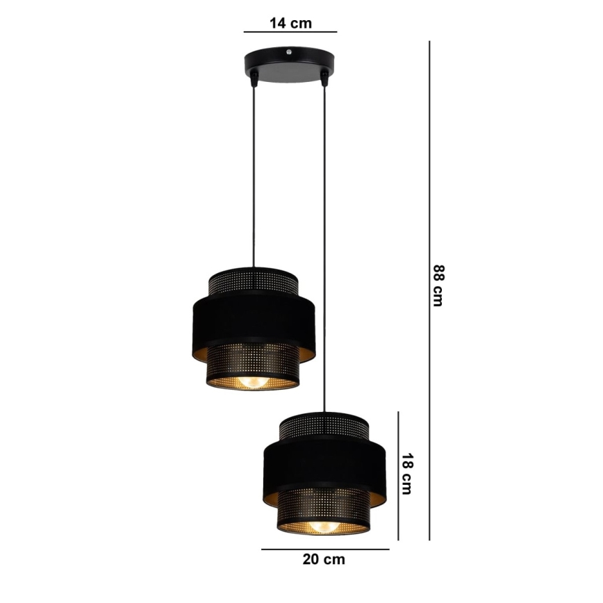 Pakabinamas sietynas NESS 2xE27/60W/230V d. 30 cm juodas