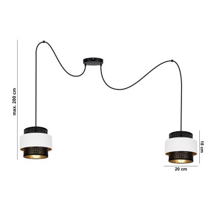 Pakabinamas sietynas NESS 2xE27/60W/230V voras juoda/balta