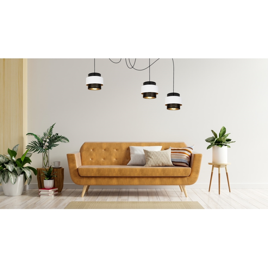 Pakabinamas sietynas NESS 3xE27/60W/230V voras juoda/balta