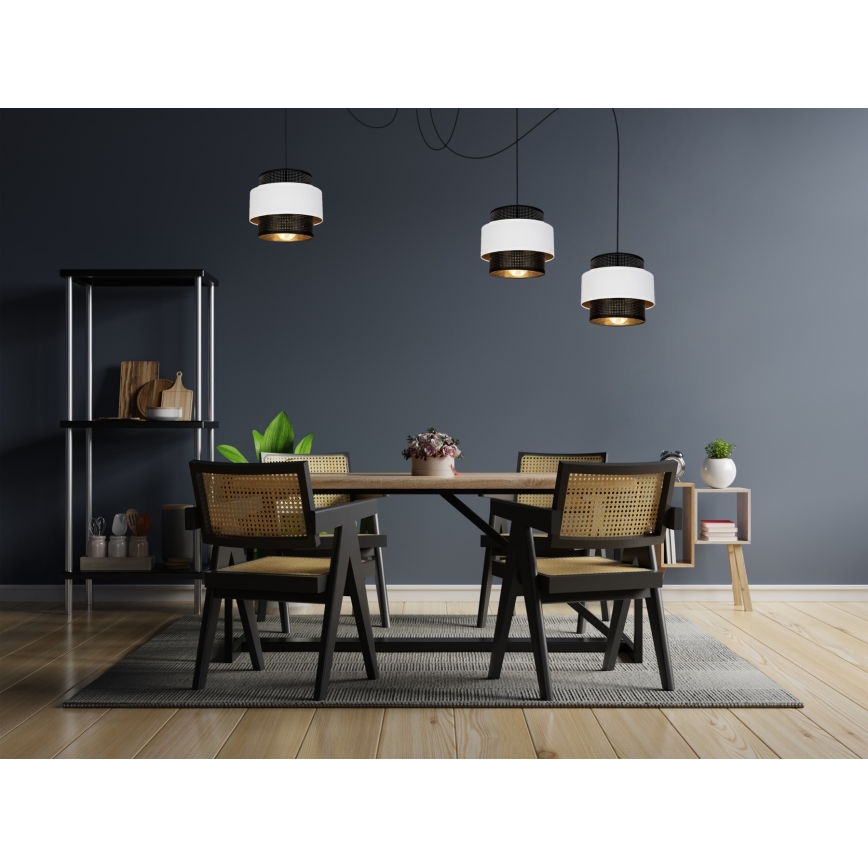 Pakabinamas sietynas NESS 3xE27/60W/230V voras juoda/balta