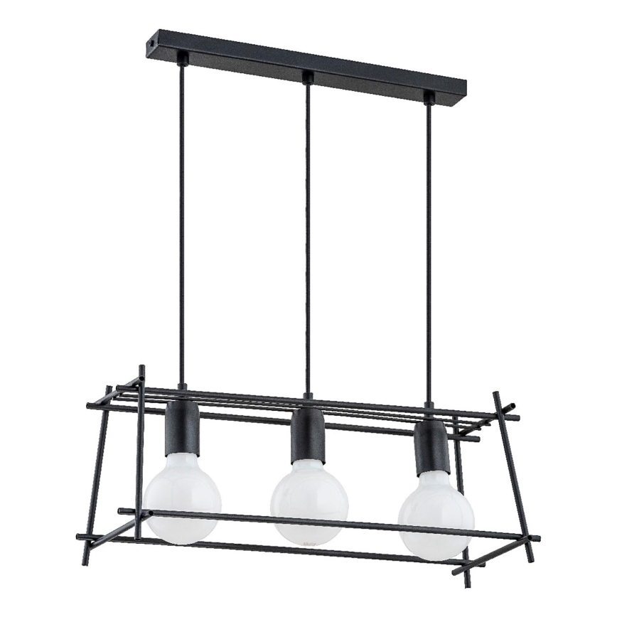 Pakabinamas sietynas NETI 3xE27/15W/230V juoda