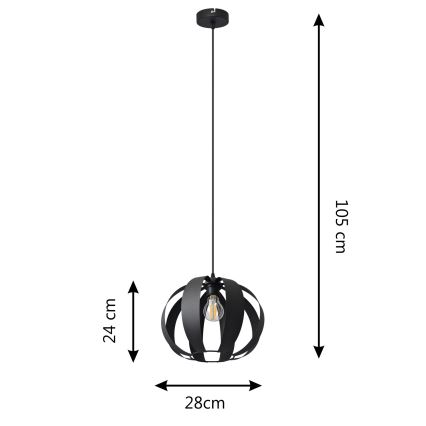 Pakabinamas sietynas NEWTON 1xE27/15W/230V juodas
