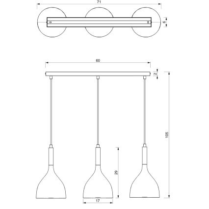 Pakabinamas sietynas NOAK 3xE27/15W/230V balta/auksas