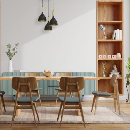 Pakabinamas sietynas NOAK 3xE27/15W/230V juoda/auksas