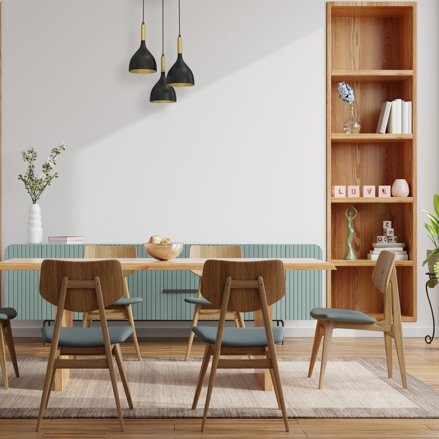 Pakabinamas sietynas NOAK 3xE27/15W/230V juoda/auksas
