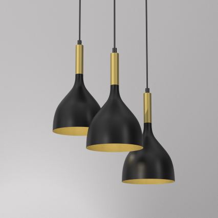 Pakabinamas sietynas NOAK 3xE27/15W/230V juoda/auksas