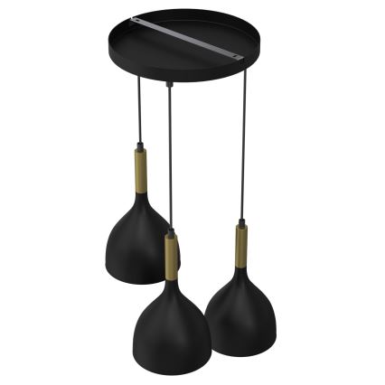 Pakabinamas sietynas NOAK 3xE27/15W/230V juoda/auksas